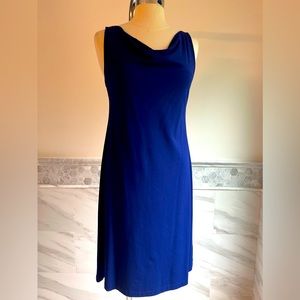 Eileen Fisher Sleeveless Cowl Neck A-Line Jersey Navy Dress Sz S